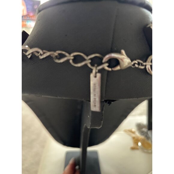 Lafayette Italy Chunky Multilayer Chain Necklace Metallic Silver & Brown Tones - Picture 8 of 15